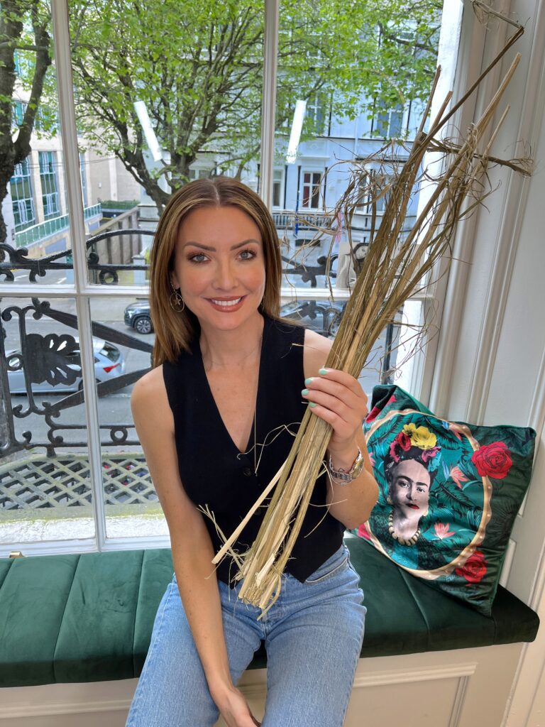 Jennifer Zamparelli with industrial hemp for business carbon credits at HairPeople carbon neutral salon, Dublin